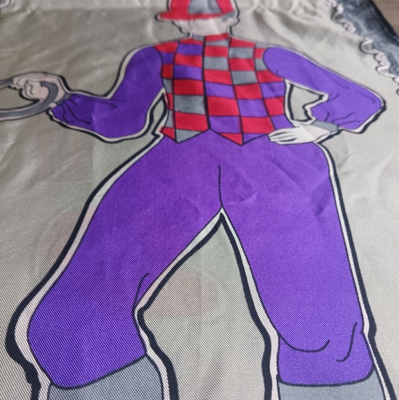 60s Jack and Charles 21 Club NYC Restaurant Equestrian Jockey Silk Scarf Unisex - Picture 3 of 5